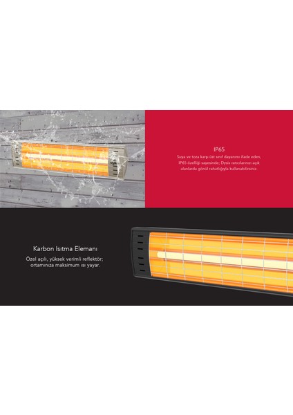 DH-7486 Art Plus Karbon Serisi IP65 Suya-Toza Dayanıklı 2300 W Bej İç/Dış Mekan Isıtıcı modelleri