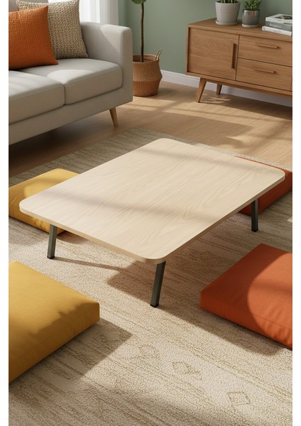 Ahşap Desenli Metal Katlanır Ayaklı Kamp Bahçe Ev Için Dikdörtgen Yer Sofrası fiyatları