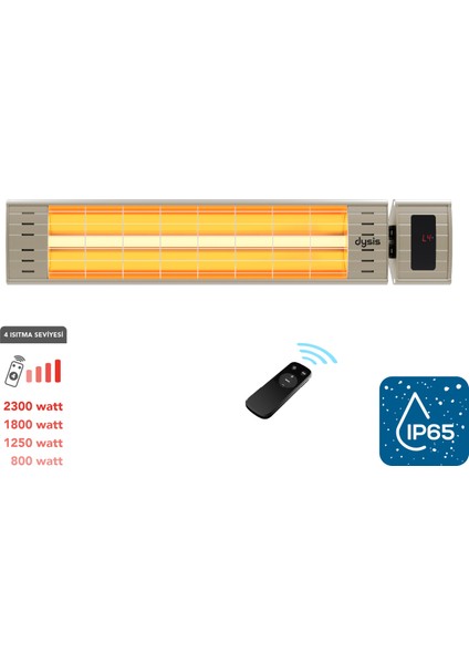 Art Plus Karbon Serisi IP65 Suya-Toza Dayanıklı 2300 W Bej Uzaktan Kumandalı Iç/dış Mekan Isıtıcı