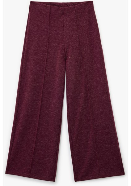 Nervür Detaylı Straight Fit Uzun Geniş Paça Pantolon