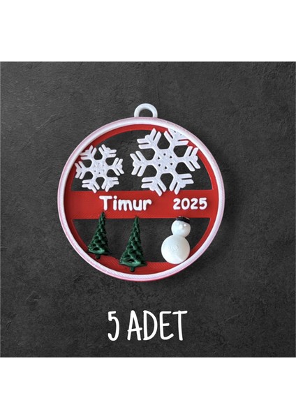 Isme Özel Yılbaşı Ağacı Süsü (5'li Set)