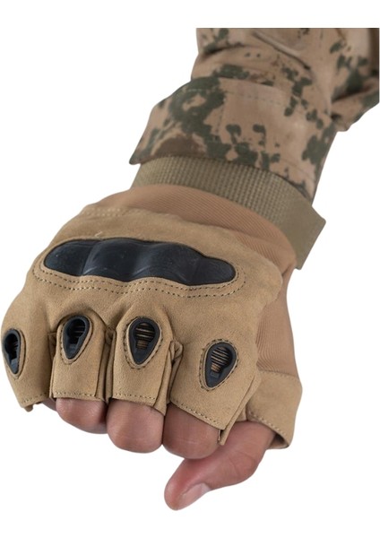 Tactical Outdoor Kesik Parmaksız Eldiven Asker Polis Dağcı Sporcu Bisikletçi Kemik Eldiveni Bej fiyatları