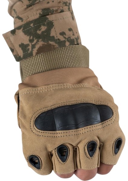 Tactical Outdoor Kesik Parmaksız Eldiven Asker Polis Dağcı Sporcu Bisikletçi Kemik Eldiveni Bej fırsatları