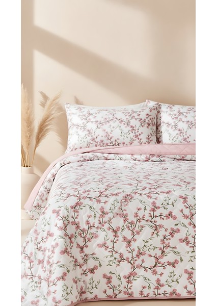 Sakura Çift Kişilik Pamuklu Kapitone Pike & Yatak Örtüsü