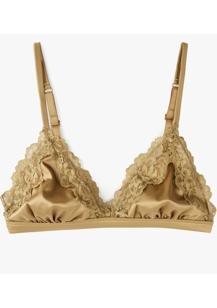 Dantel Detaylı Rahat Kalıp Dolgusuz Balensiz Sütyen