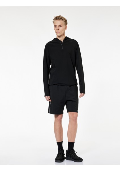 Uzun Kollu Yarım Fermuarlı Kapşonlu Spor Tişört fiyatları