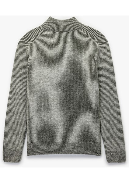 Uzun Kollu Dokulu Yarım Fermuarlı Triko Kazak fiyatları