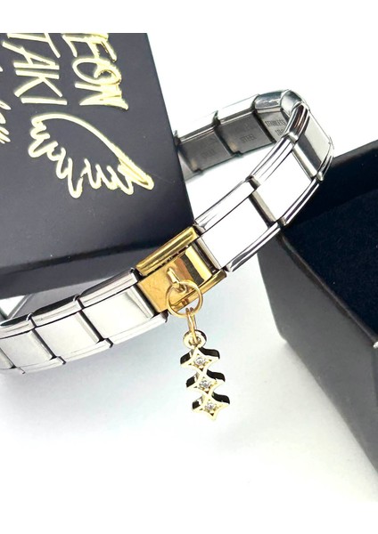 Sallantılı Sıra Taşlı , İtalyan Nom Bileklik için Çelik Charm 35, Altın Renk, BİLEKLİK DAHİL DEĞİL! modelleri