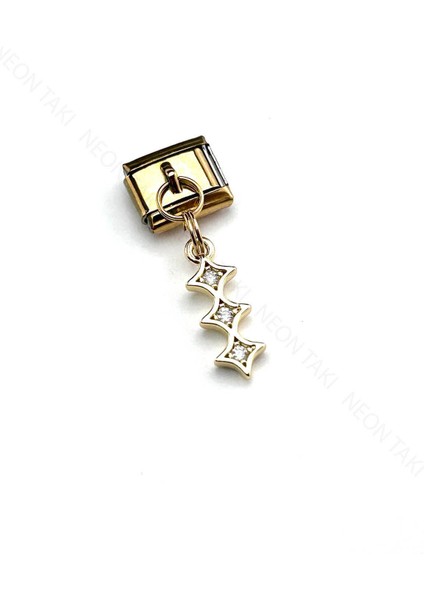 Sallantılı Sıra Taşlı , İtalyan Nom Bileklik için Çelik Charm 35, Altın Renk, BİLEKLİK DAHİL DEĞİL! fırsatları