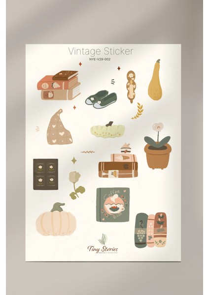 Vintage Sticker Set - 2 Sayfa modelleri