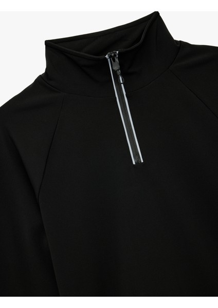 Uzun Reglan Kollu Dik Yaka Yarım Fermuarlı Spor Sweatshirt modelleri