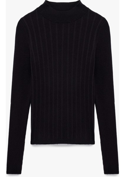 Dik Yaka Uzun Kollu Viskon Triko Kazak modelleri