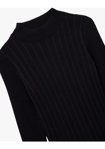 Dik Yaka Uzun Kollu Viskon Triko Kazak indirimleri