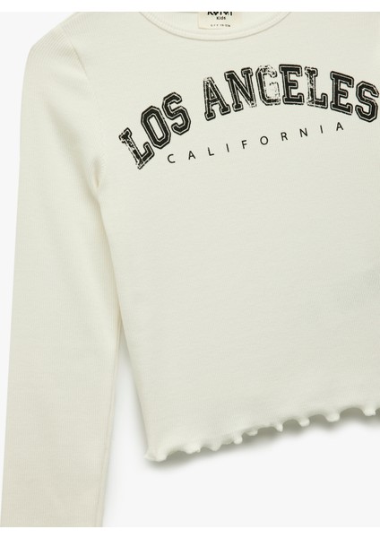 Pamuklu Uzun Kollu Bisiklet Yaka Baskılı Tişört modelleri