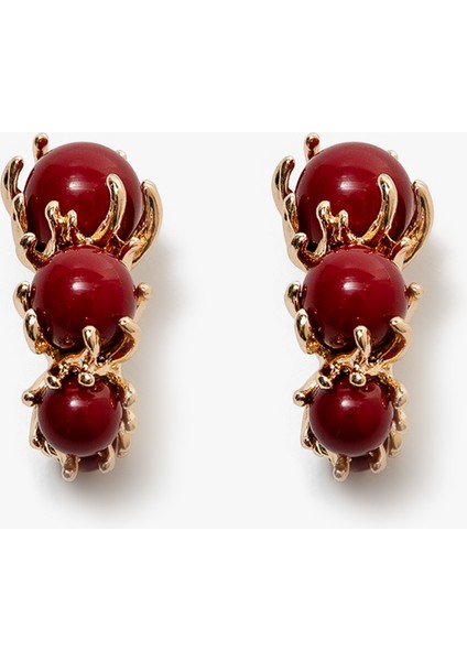 Boncuk Detaylı Soyut Küpe