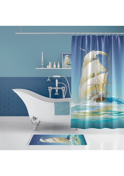 Banyo Paspas ve Tek Kanat Duş Perdesi 1X180X200 Set Banyo Halısı Ship fiyatları
