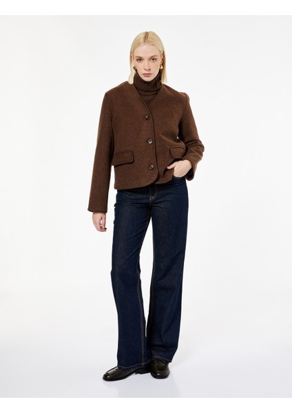 Çoban Dikişi Detaylı Düğmeli Uzun Kollu Cepli Kaşe Ceket modelleri