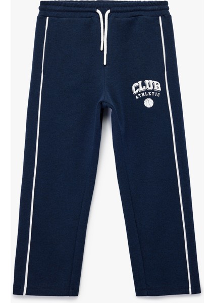 Cepli Beli Bağlamalı Çizgili Baskılı Loose Fit Eşofman Altı