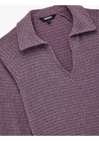 Bürümcük Kumaş Slim Fit Uzun Kollu Polo V Yaka Tişört indirimleri