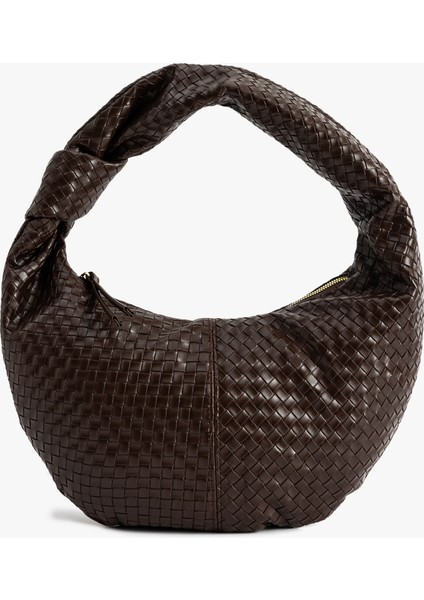 Suni Deri Örgü Dokulu Düğüm Detaylı Omuz Çantası fiyatları