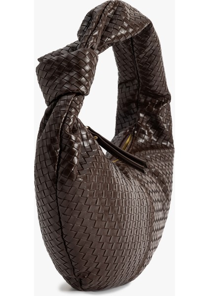 Suni Deri Örgü Dokulu Düğüm Detaylı Omuz Çantası modelleri