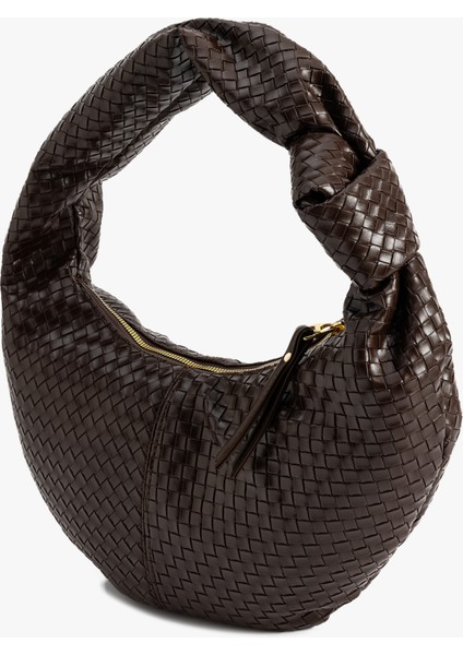 Suni Deri Örgü Dokulu Düğüm Detaylı Omuz Çantası fırsatları