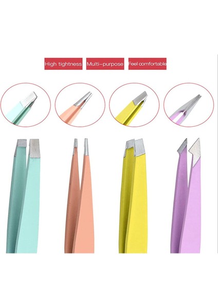 4 Parça Paslanmaz Çelik Cımbız Seti, Beyaz Deri Çantalı, Profesyonel Kalite