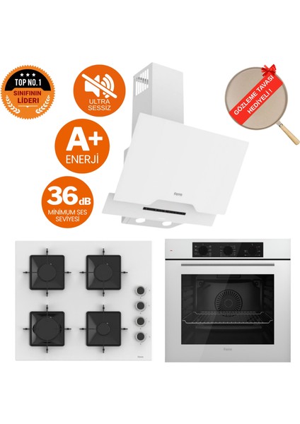 Silenart Yeni Seri Ultra Sessiz Beyaz Ankastre Set ( D064-SA + SS206 + QBL62CB )