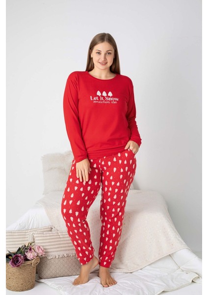 Kadın Bisiklet Yaka Düğmesiz Kışlık Termal Bilek Manşetli Jogger Uzun Kol Cepli Pijama Takımı fiyatları