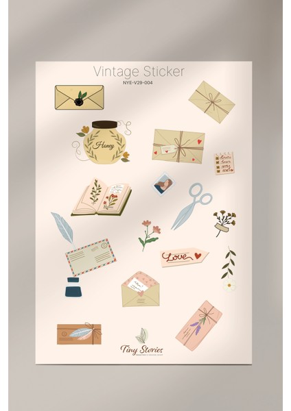 Vintage Sticker Set - 2 Sayfa modelleri