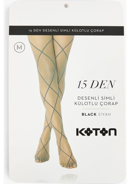 60 Den Geometrik Desenli Simli Külotlu Çorap