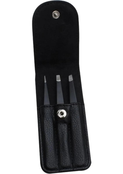 Deri Çantalı Profesyonel 3'lü Cımbız Seti, Hijyenik ve Dayanıklı Araçlar