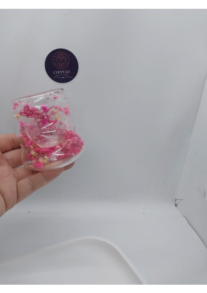 Isıya Dayanıklı Canlı Kurutulmuş Çiçekli Çift Cidarlı Cam Kahve Kupası indirimleri