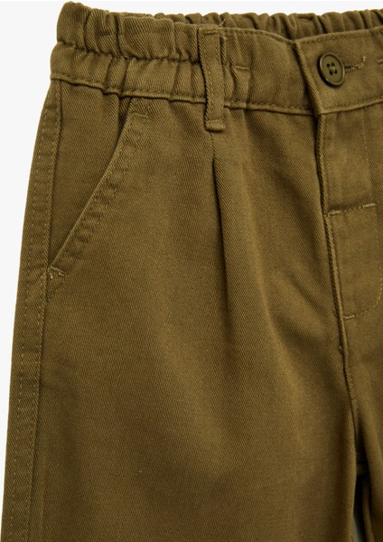 Beli Lastikli Düğmeli Pamuklu Havuç Kesim Pantolon modelleri