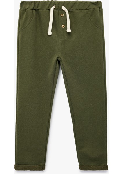 Düğme Detaylı Katlamalı Paça Beli Bağcıklı Eşofman Altı