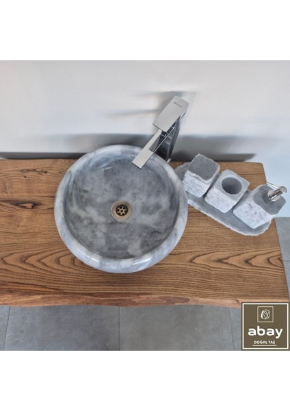 Afyon Gri Mermer Bombeli Lavabo modelleri