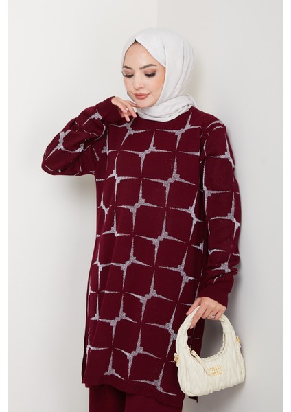 Yıldız Desenli Simli Triko Tunik