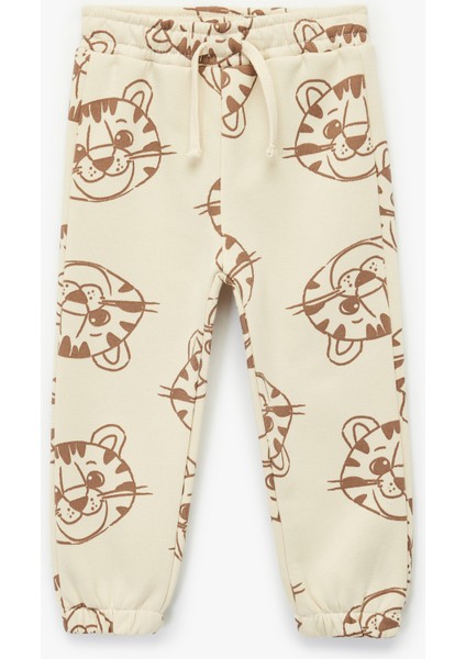 Pamuk Karışımlı Beli Bağcıklı Baskılı Jogger Eşofman Altı