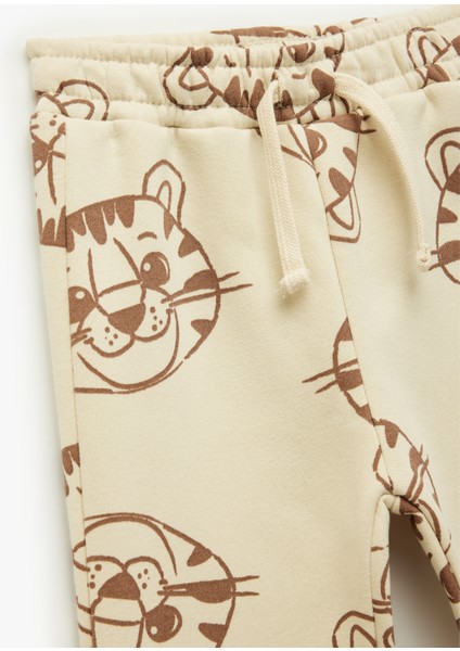 Pamuk Karışımlı Beli Bağcıklı Baskılı Jogger Eşofman Altı modelleri