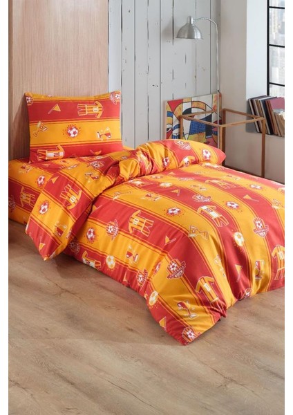 Forma Desenli Sarı Kırmızı Çift Kişilik Nevresim Takımı