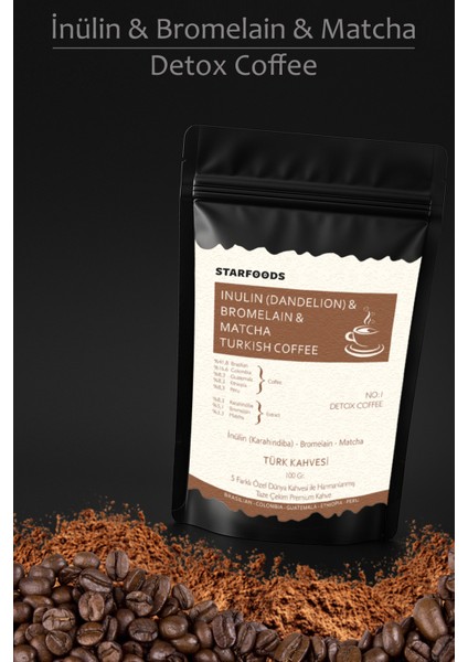 Inülin ve Bromelain Coffee 100 Gr. | Türk Kahvesi | Filtre Kahve | No: 1 Detox Coffee
