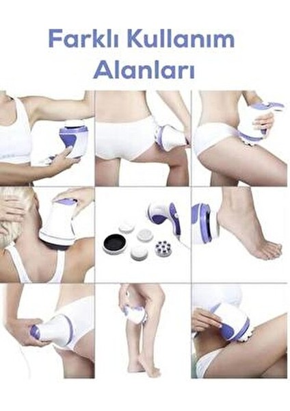 Masaj Aleti 5 Başlık ile Tüm Vücut Masajı Sağlar Beyaz Ergonomik Tasarım Elektrik İle Çalışır