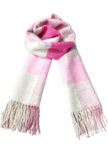 Pembe Fuşya Ekose Desenli Yumoş Kışlık Şal fiyatları