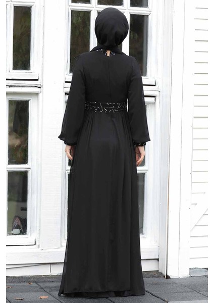Tesettür Abiye Elbise - Pul Payetli Gümüş Tesettür Abiye Elbise 5408GMS modelleri