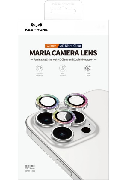 iPhone 17 Uyumlu Parlak Maria Simli Kamera Lens Koruma Camı - Yeşil indirimleri