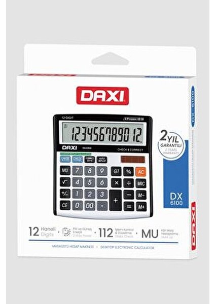 DX-6100 12 Haneli Hesap Makinesi Geniş Ekranlı Kullanım Kolaylığıyla fiyatları