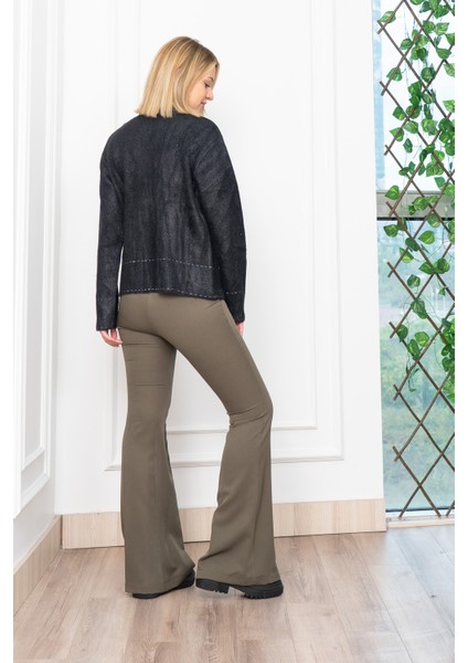 Sahte Dikiş Detaylı Yün Sakal Taş Düğmeli Hırka 25202 indirimleri