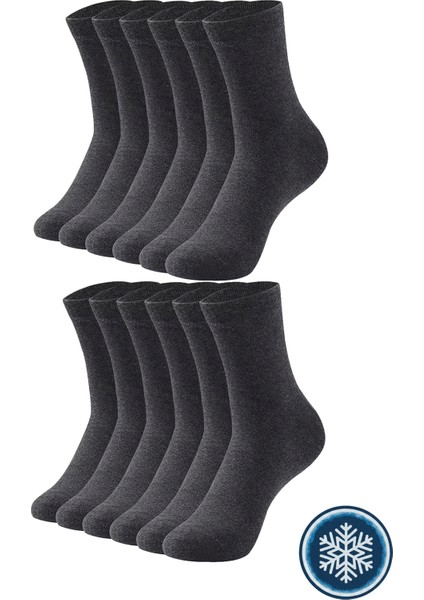 12'li Erkek Pamuklu Içi Havlu Sıcak Tutan Kışlık Uzun Çorap