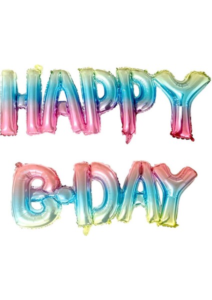 happy b.day gökkuşağı set folyo balon