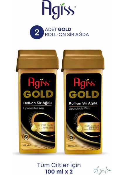 Doğal Roll On Gold Ekstra Bakım Sir Ağda 100 ml 2'li Paket, Her Cilt Tipine Uygun